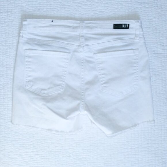 Kut From The Kloth Gidget Fray White Denim Shorts Raw Hem Stretch Size 2 - Picture 5 of 7